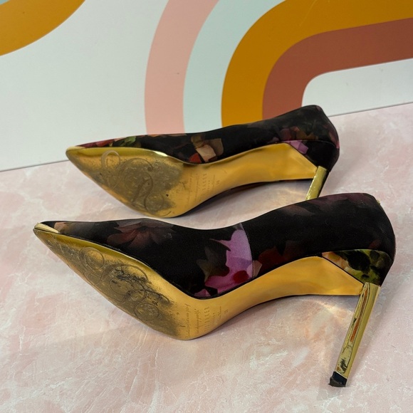 Ted Baker London Multicolor Floral Heels with Gold Stiletto - Picture 7 of 14